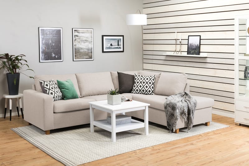 Crazy 3-personers Højrevendt L-formet Chaiselongsofa i Stof - Beige - Møbler - Sofaer - Sofa med chaiselong