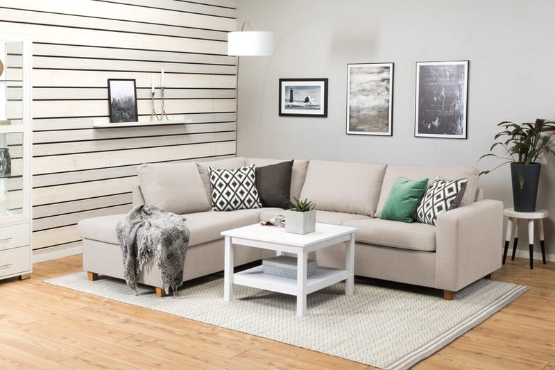 Crazy 3-personers Venstrevendt L-formet Chaiselongsofa i Stof - Beige - Møbler - Sofaer - Sofa med chaiselong