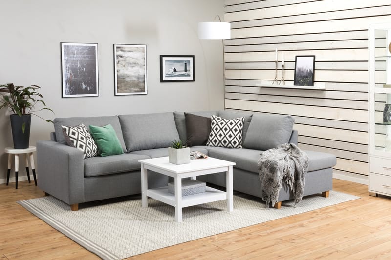 Crazy 3-personers Højrevendt L-formet Chaiselongsofa i Stof - Grå - Møbler - Sofaer - Sofa med chaiselong