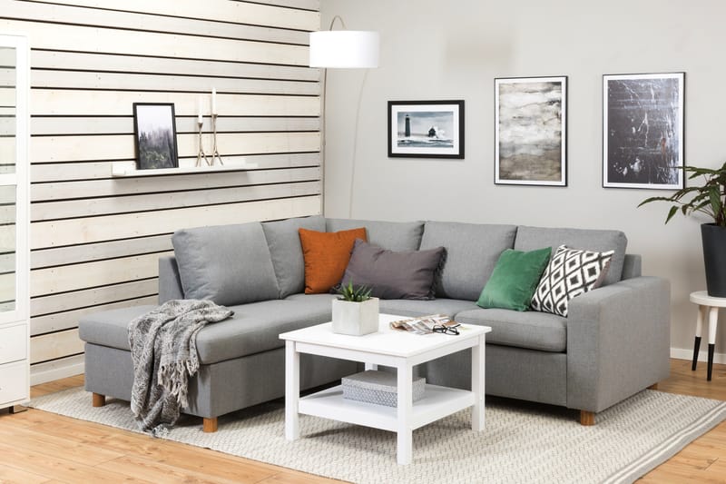 Crazy 3-personers Venstrevendt L-formet Chaiselongsofa i Stof - Grå - Møbler - Sofaer - Sofa med chaiselong
