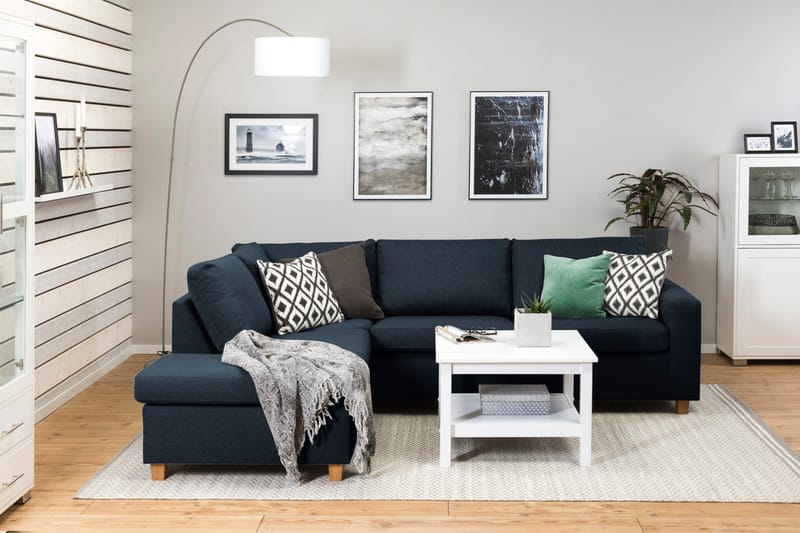 Crazy 3-personers Venstrevendt L-formet Chaiselongsofa i Stof - Blå - Møbler - Sofaer - Sofa med chaiselong