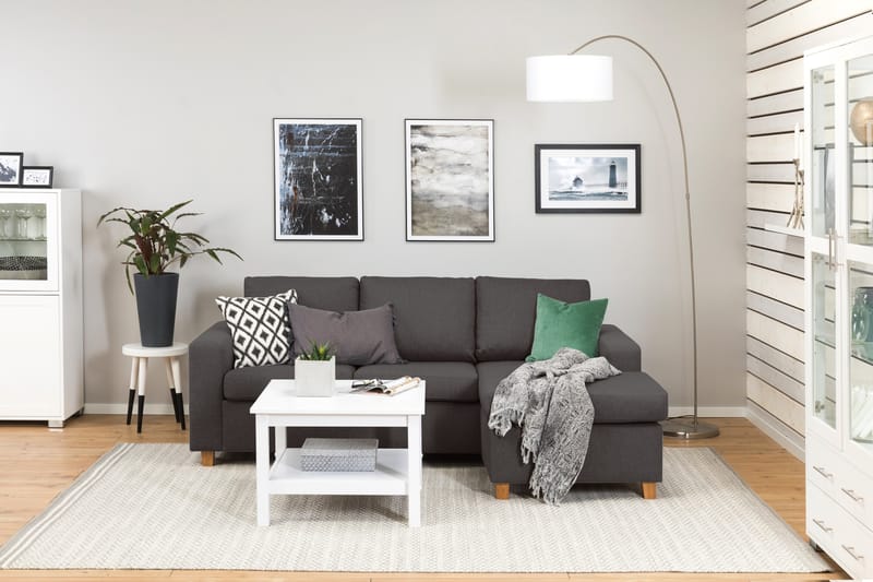 Crazy 3-personers Vendbar L-formet Chaiselongsofa i Stof - Mørkegrå - Møbler - Sofaer - Sofa med chaiselong