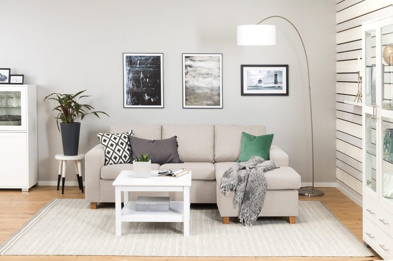 Crazy 3-personers Vendbar L-formet Chaiselongsofa i Stof - Beige - Møbler - Sofaer - Sofa med chaiselong