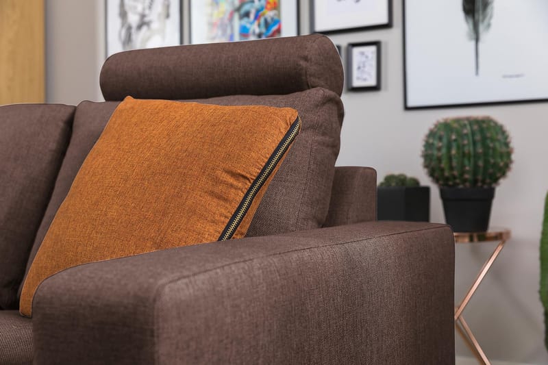 Crazy 3-personers Vendbar L-formet Chaiselongsofa i Stof - Brun - Møbler - Sofaer - Sofa med chaiselong - 3 personers sofa med chaiselong