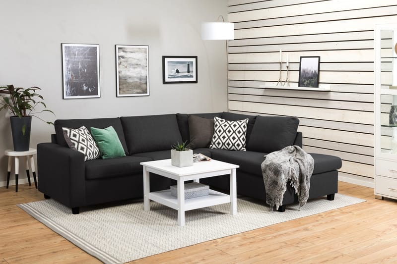 Crazy 3-personers Højrevendt L-formet Chaiselongsofa i Stof - Antracit - Møbler - Sofaer - Sofa med chaiselong - 3 personers sofa med chaiselong