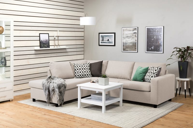 Crazy 3-personers Venstrevendt L-formet Chaiselongsofa i Stof - Beige - Møbler - Sofaer - Sofa med chaiselong