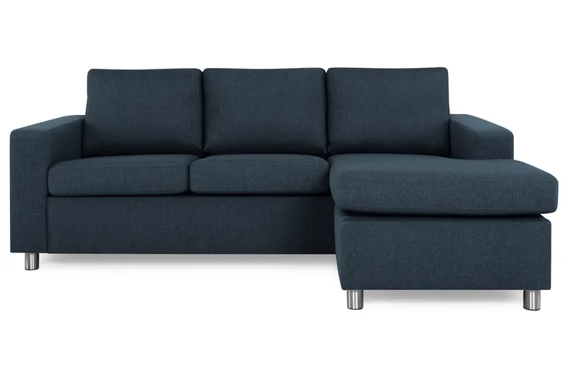Crazy 3-personers Vendbar L-formet Chaiselongsofa i Stof, Blå