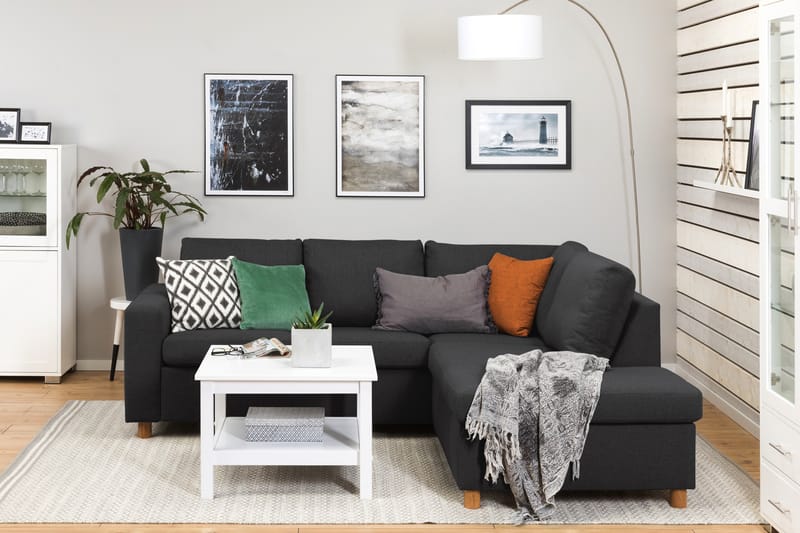 Crazy 3-personers Højrevendt L-formet Chaiselongsofa i Stof - Antracit - Møbler - Sofaer - Sofa med chaiselong