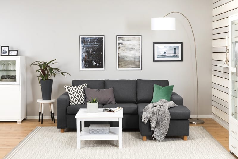 Crazy 3-personers Vendbar L-formet Chaiselongsofa i Stof - Mørkegrå - Møbler - Sofaer - Sofa med chaiselong