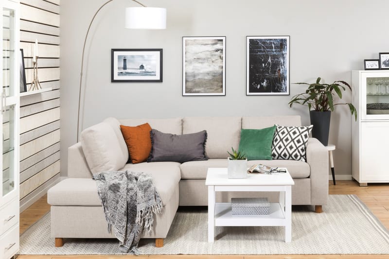 Crazy 3-personers Venstrevendt L-formet Chaiselongsofa i Stof - Beige - Møbler - Sofaer - Sofa med chaiselong