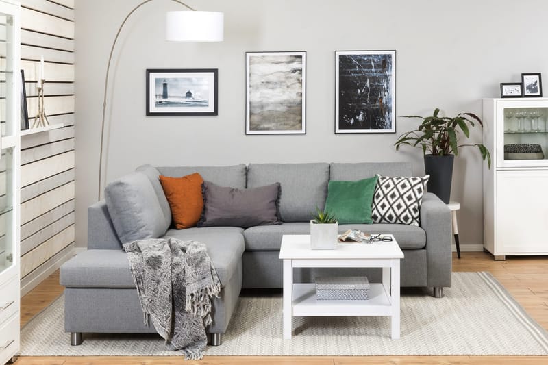 Crazy 3-personers Venstrevendt L-formet Chaiselongsofa i Stof - Grå - Møbler - Sofaer - Sofa med chaiselong - 2-personer sofa med chaiselong