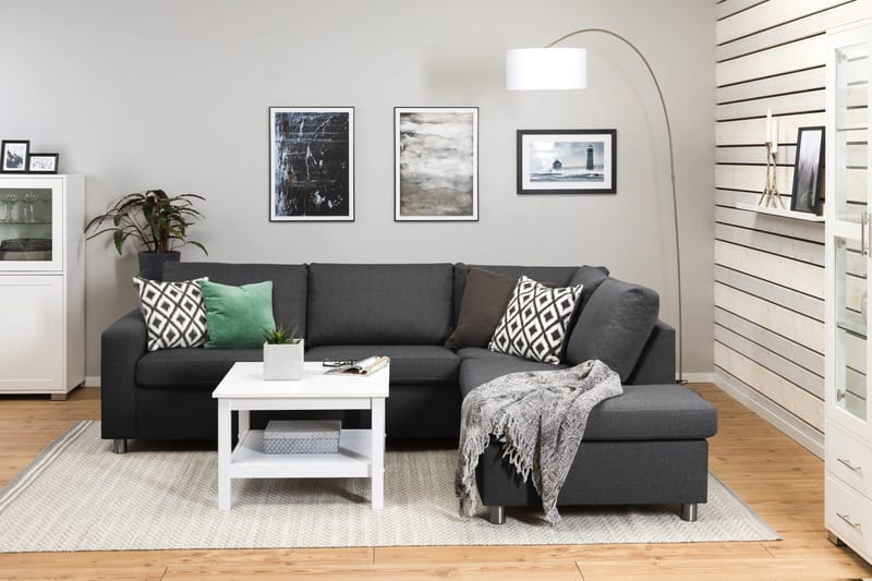 Crazy 3-personers Højrevendt L-formet Chaiselongsofa i Stof - Mørkegrå - Møbler - Sofaer - Sofa med chaiselong