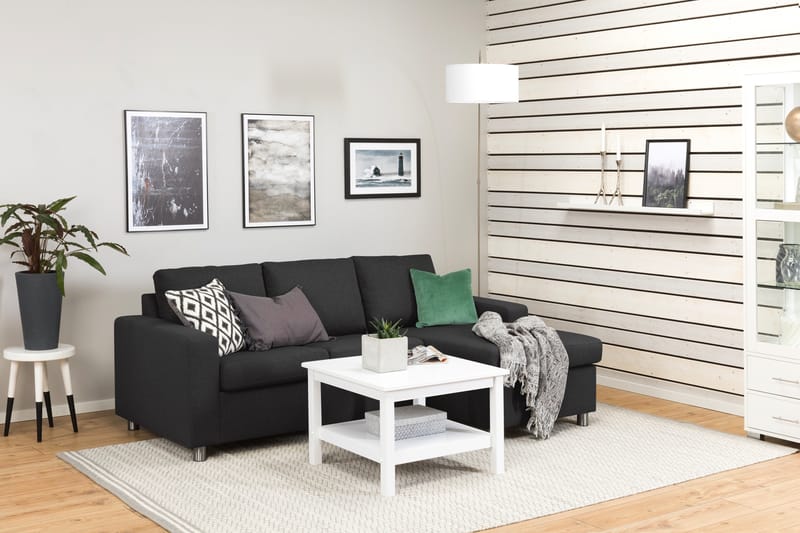 Crazy 3-personers Vendbar L-formet Chaiselongsofa i Stof - Antracit - Møbler - Sofaer - Sofa med chaiselong