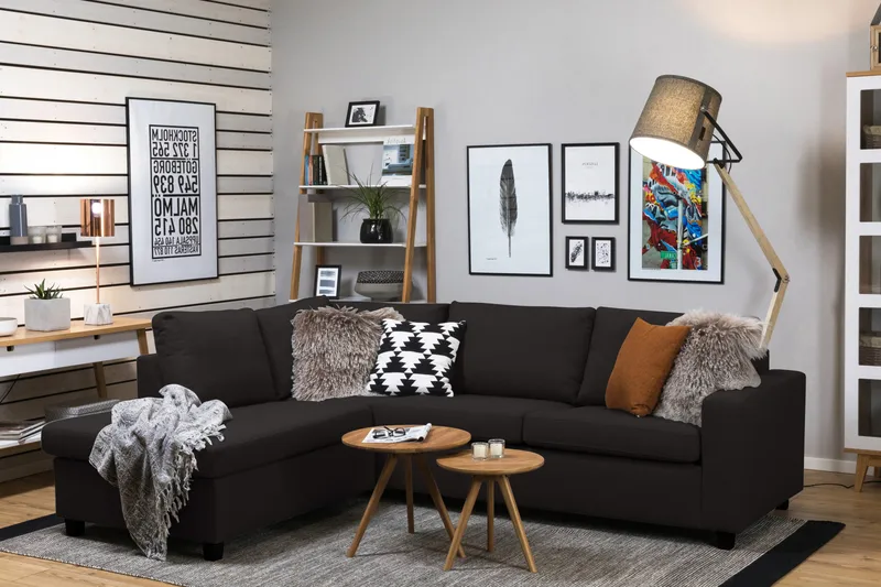 Crazy 3-personers Venstrevendt L-formet Chaiselongsofa i Stof - Antracit - Møbler - Sofaer - Sofa med chaiselong - 3 personers sofa med chaiselong