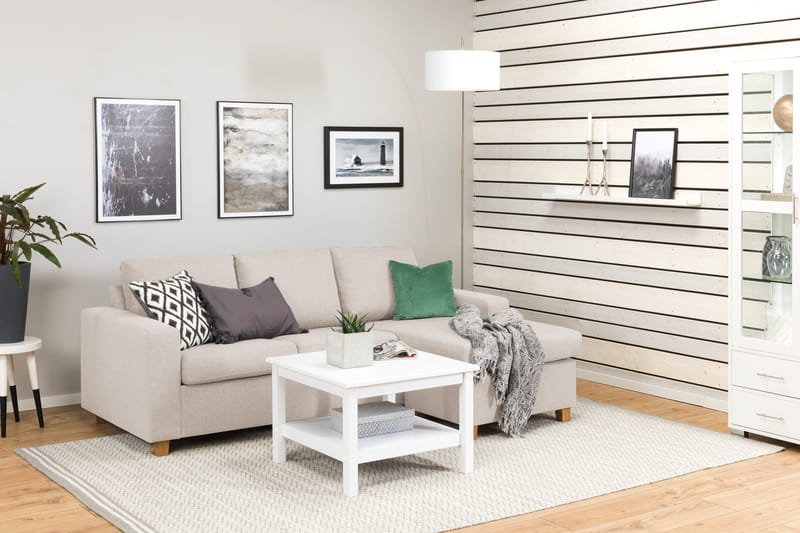 Crazy 3-personers Vendbar L-formet Chaiselongsofa i Stof - Beige - Møbler - Sofaer - Sofa med chaiselong