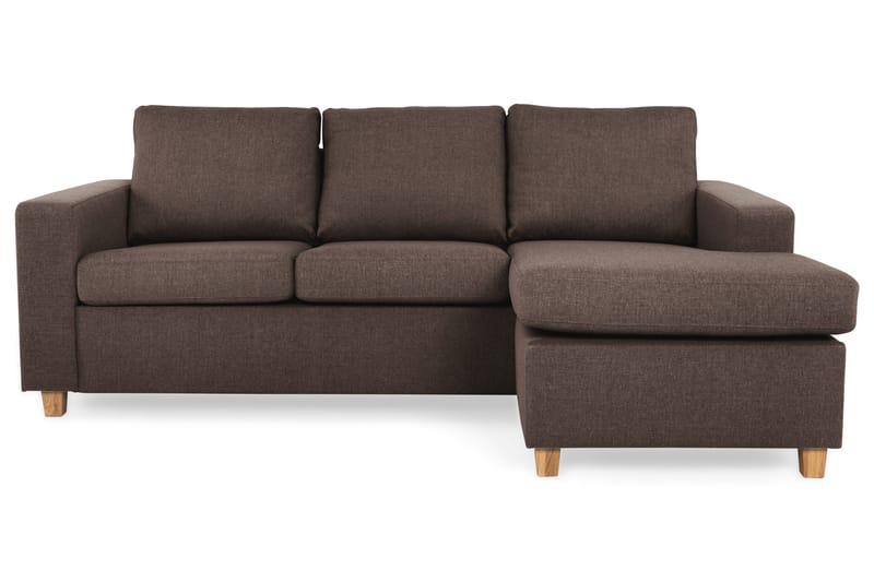 Crazy 3-personers Vendbar L-formet Chaiselongsofa i Stof, Brun