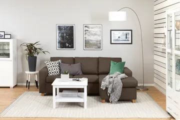 Crazy 3-personers Vendbar L-formet Chaiselongsofa i Stof - Brun - Møbler - Sofaer - Sofa med chaiselong
