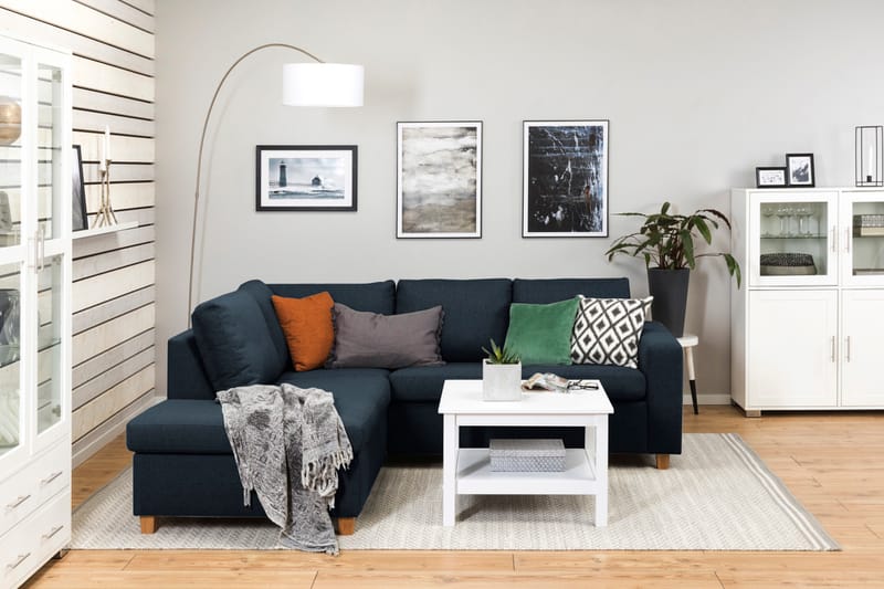 Crazy 3-personers Venstrevendt L-formet Chaiselongsofa i Stof - Blå - Møbler - Sofaer - Sofa med chaiselong - 2-personer sofa med chaiselong