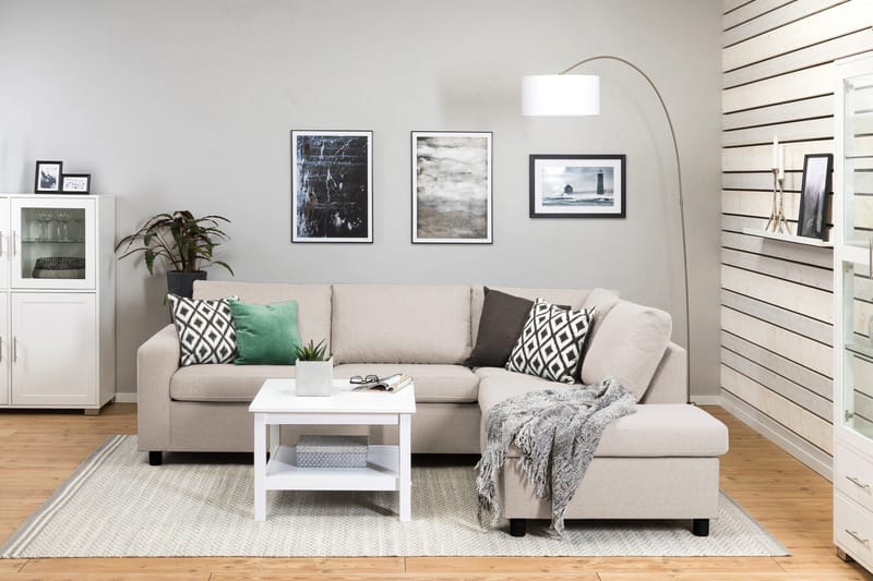 Crazy 3-personers Højrevendt L-formet Chaiselongsofa i Stof - Beige - Møbler - Sofaer - Sofa med chaiselong - 3 personers sofa med chaiselong