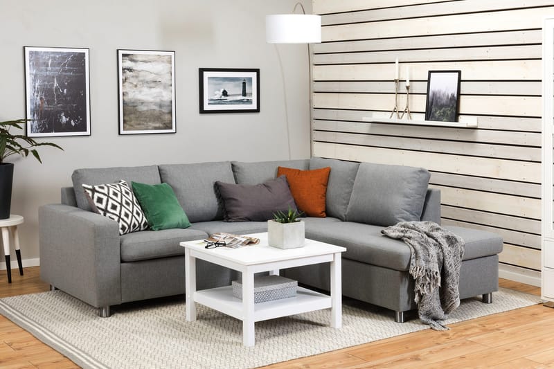 Crazy 3-personers Højrevendt L-formet Chaiselongsofa i Stof - Grå - Møbler - Sofaer - Sofa med chaiselong - 2-personer sofa med chaiselong
