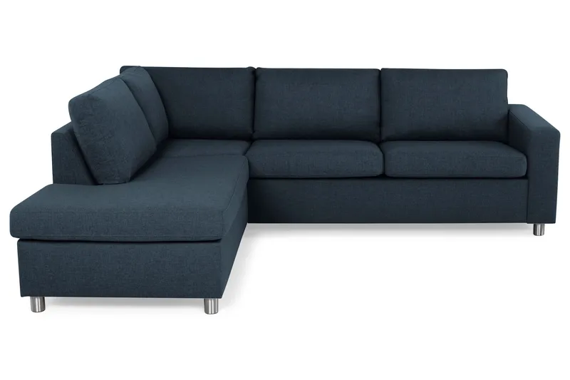 Crazy 3-personers Venstrevendt L-formet Chaiselongsofa i Stof, Blå