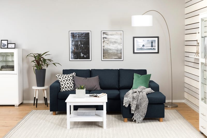 Crazy 3-personers Vendbar L-formet Chaiselongsofa i Stof - Blå - Møbler - Sofaer - Sofa med chaiselong