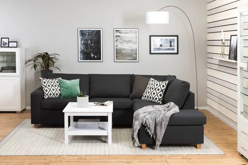 Crazy 3-personers Højrevendt L-formet Chaiselongsofa i Stof - Antracit - Møbler - Sofaer - Sofa med chaiselong - 3 personers sofa med chaiselong