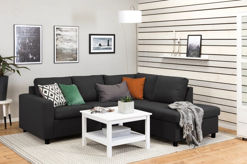 Crazy 3-personers Højrevendt L-formet Chaiselongsofa i Stof - Antracit - Møbler - Sofaer - Sofa med chaiselong