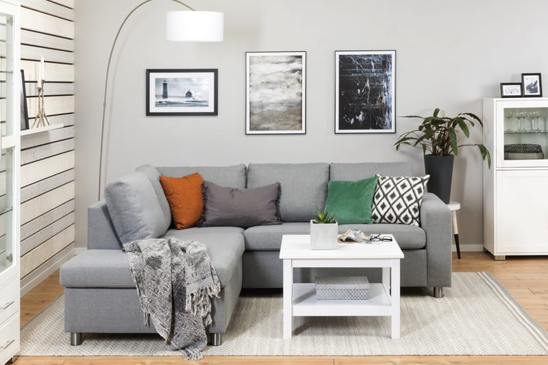 Crazy 3-personers Venstrevendt L-formet Chaiselongsofa i Stof - Grå - Møbler - Sofaer - Sofa med chaiselong