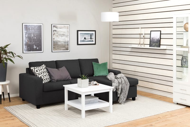 Crazy 3-personers Vendbar L-formet Chaiselongsofa i Stof - Antracit - Møbler - Sofaer - Sofa med chaiselong