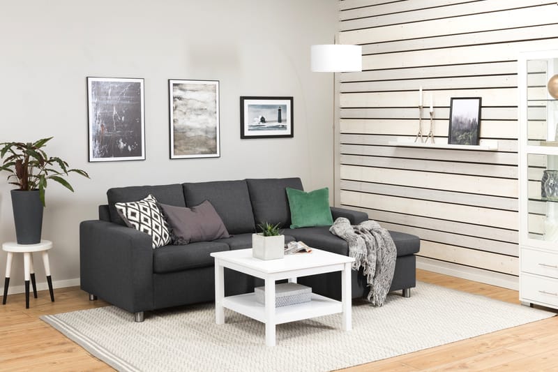 Crazy 3-personers Vendbar L-formet Chaiselongsofa i Stof - Mørkegrå - Møbler - Sofaer - Sofa med chaiselong