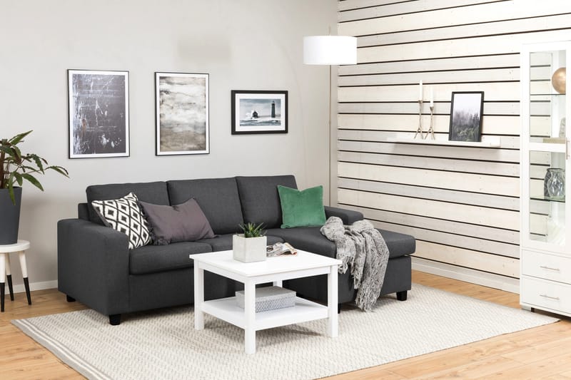 Crazy 3-personers Vendbar L-formet Chaiselongsofa i Stof - Mørkegrå - Møbler - Sofaer - Sofa med chaiselong - 3 personers sofa med chaiselong