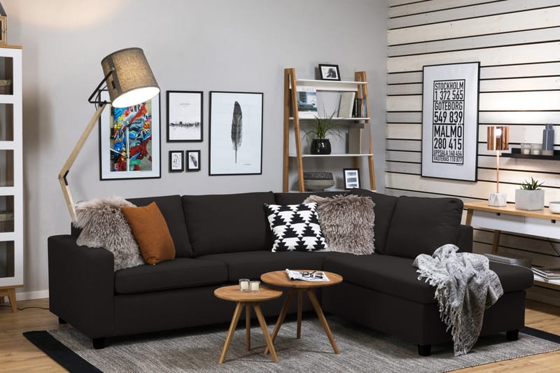 Crazy 3-personers Højrevendt L-formet Chaiselongsofa i Stof - Antracit - Møbler - Sofaer - Sofa med chaiselong - 3 personers sofa med chaiselong