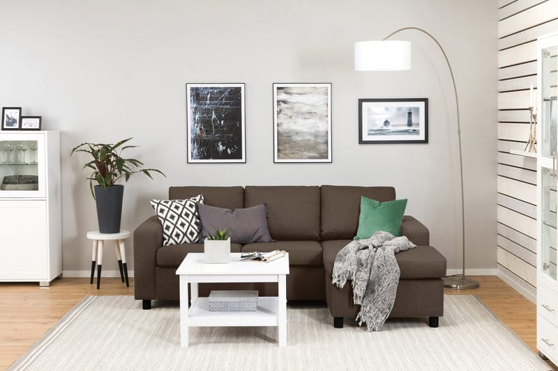 Crazy 3-personers Vendbar L-formet Chaiselongsofa i Stof - Brun - Møbler - Sofaer - Sofa med chaiselong - 3 personers sofa med chaiselong