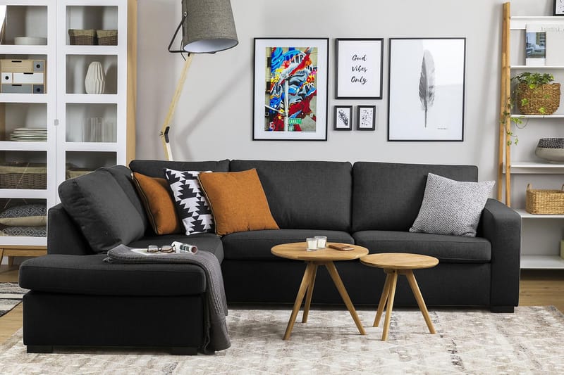 Crazy 3-personers Venstrevendt L-formet Chaiselongsofa i Stof - Antracit - Møbler - Sofaer - Sofa med chaiselong - 3 personers sofa med chaiselong