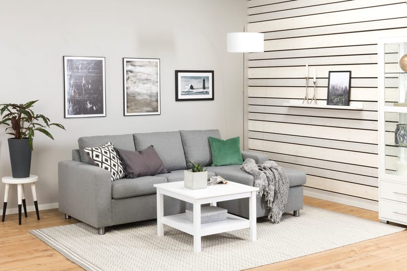 Crazy 3-personers Vendbar L-formet Chaiselongsofa i Stof - Grå - Møbler - Sofaer - Sofa med chaiselong