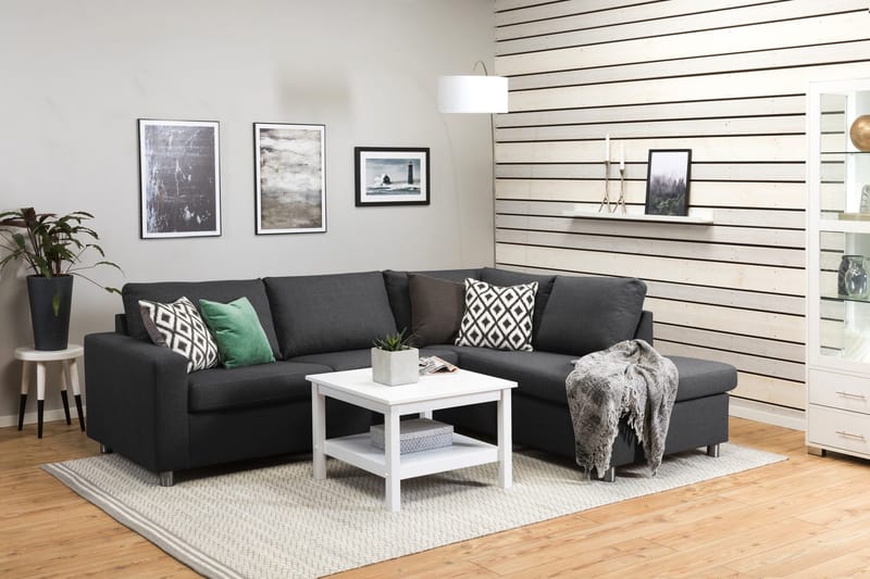 Crazy 3-personers Højrevendt L-formet Chaiselongsofa i Stof - Mørkegrå - Møbler - Sofaer - Sofa med chaiselong