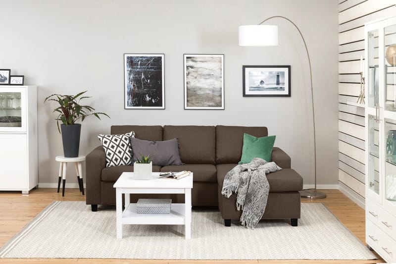 Crazy 3-personers Vendbar L-formet Chaiselongsofa i Stof - Brun - Møbler - Sofaer - Sofa med chaiselong