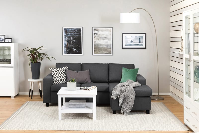 Crazy 3-personers Vendbar L-formet Chaiselongsofa i Stof - Mørkegrå - Møbler - Sofaer - Sofa med chaiselong