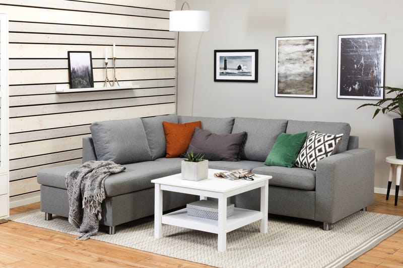 Crazy 3-personers Venstrevendt L-formet Chaiselongsofa i Stof - Grå - Møbler - Sofaer - Sofa med chaiselong