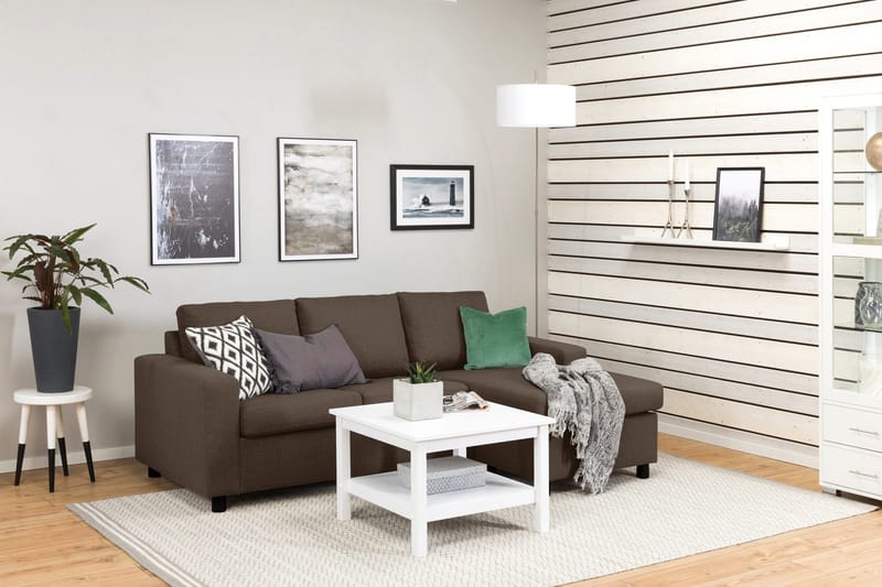 Crazy 3-personers Vendbar L-formet Chaiselongsofa i Stof - Brun - Møbler - Sofaer - Sofa med chaiselong - 3 personers sofa med chaiselong