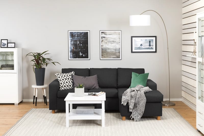 Crazy 3-personers Vendbar L-formet Chaiselongsofa i Stof - Antracit - Møbler - Sofaer - Sofa med chaiselong