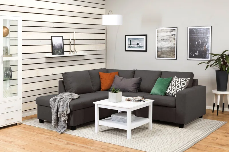 Crazy 3-personers Venstrevendt L-formet Chaiselongsofa i Stof - Mørkegrå - Møbler - Sofaer - Sofa med chaiselong - 2-personer sofa med chaiselong