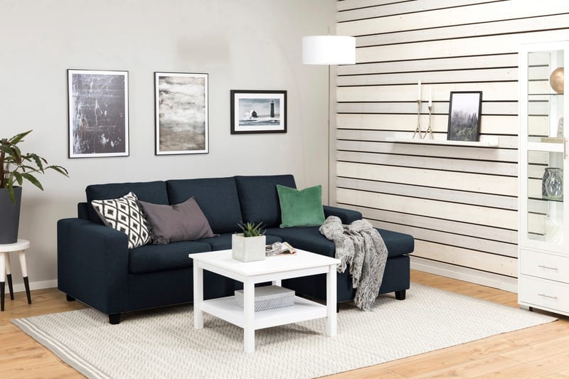 Crazy 3-personers Vendbar L-formet Chaiselongsofa i Stof - Blå - Møbler - Sofaer - Sofa med chaiselong