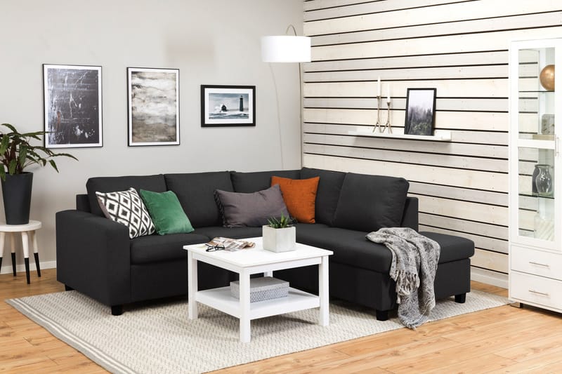 Crazy 3-personers Højrevendt L-formet Chaiselongsofa i Stof - Antracit - Møbler - Sofaer - Sofa med chaiselong - 2-personer sofa med chaiselong