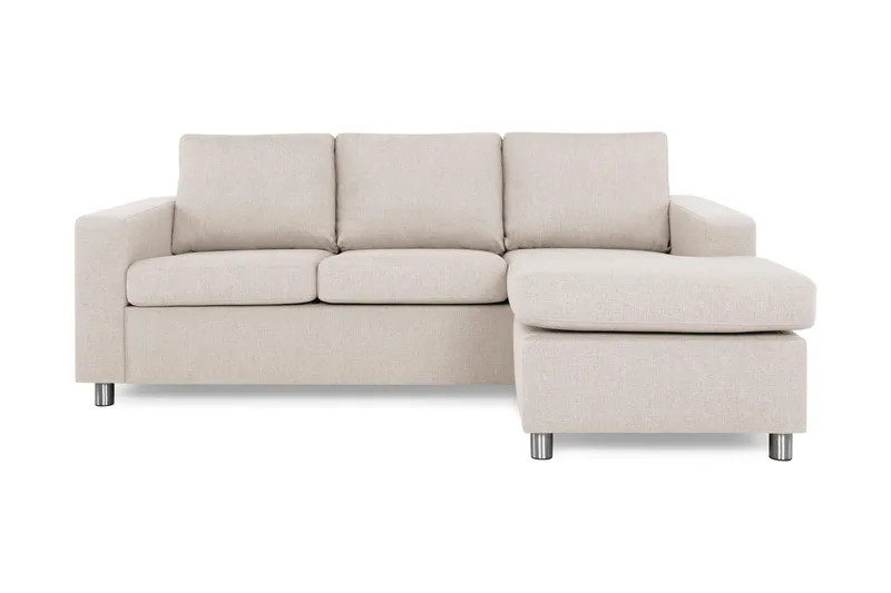 Crazy 3-personers Vendbar L-formet Chaiselongsofa i Stof, Beige