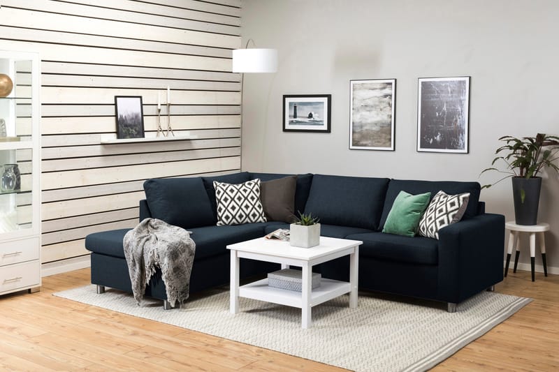 Crazy 3-personers Venstrevendt L-formet Chaiselongsofa i Stof - Blå - Møbler - Sofaer - Sofa med chaiselong