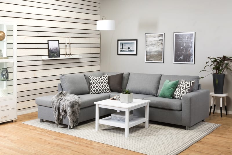 Crazy 3-personers Venstrevendt L-formet Chaiselongsofa i Stof - Grå - Møbler - Sofaer - Sofa med chaiselong