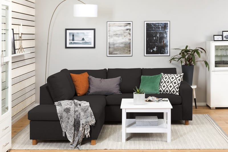 Crazy 3-personers Venstrevendt L-formet Chaiselongsofa i Stof - Antracit - Møbler - Sofaer - Sofa med chaiselong