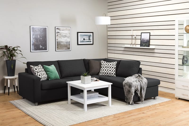 Crazy 3-personers Højrevendt L-formet Chaiselongsofa i Stof - Antracit - Møbler - Sofaer - Sofa med chaiselong - 3 personers sofa med chaiselong